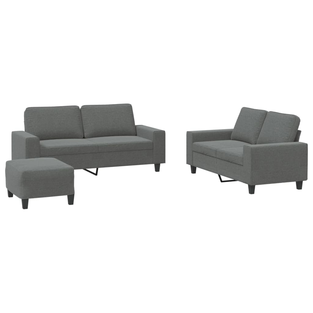 3-dijelni set sofa tamnosivi od tkanine
