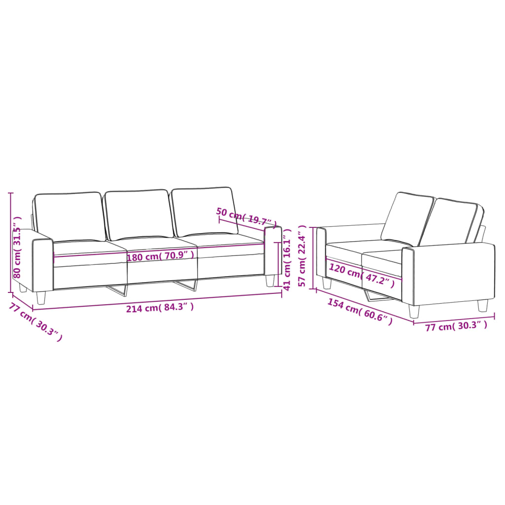 2-dijelni set sofa krem od tkanine