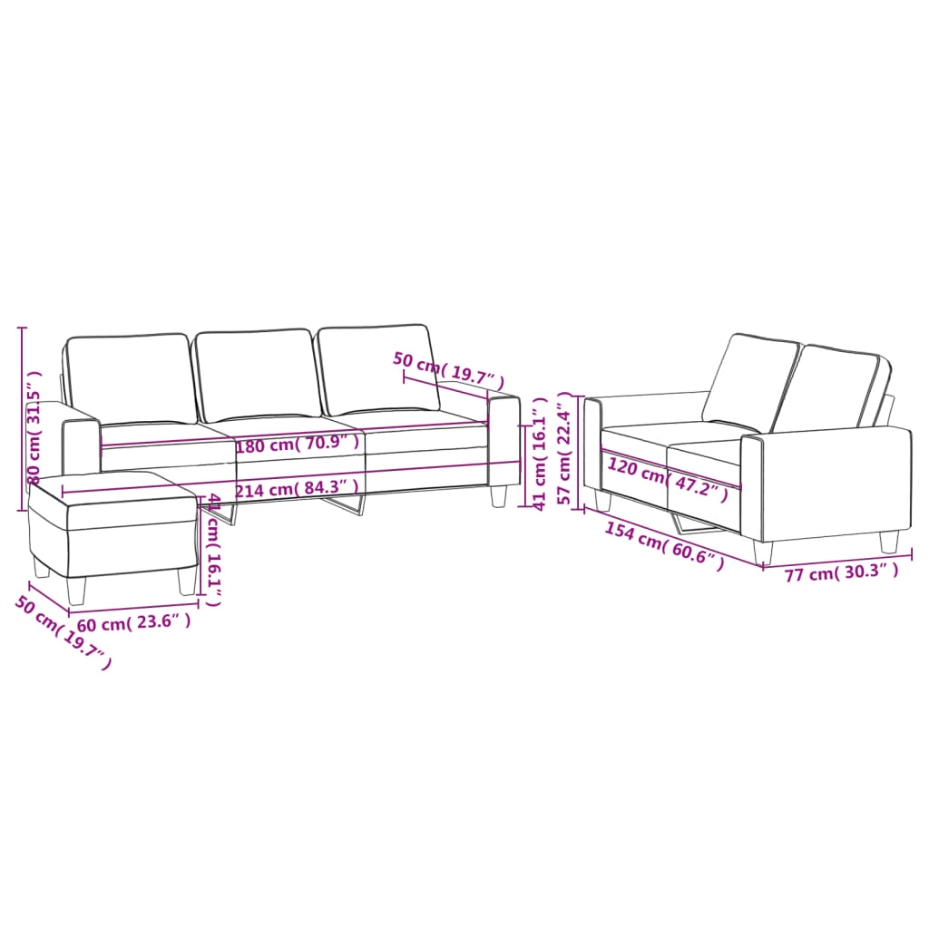 3-dijelni set sofa tamnosivi od tkanine