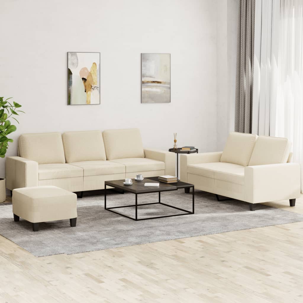 3-dijelni set sofa krem od mikrovlakana