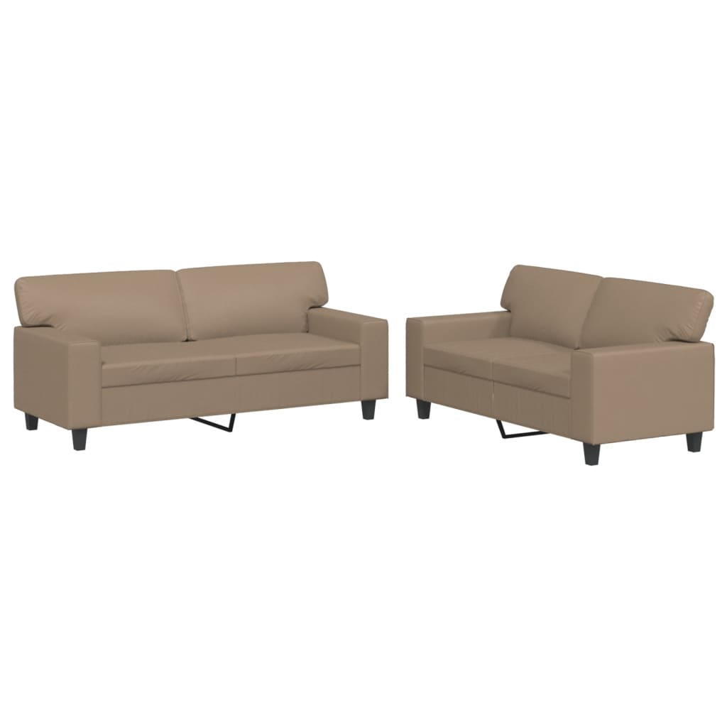 2-dijelni set sofa boja cappuccina od umjetne kože