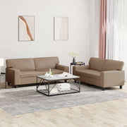 2-dijelni set sofa boja cappuccina od umjetne kože