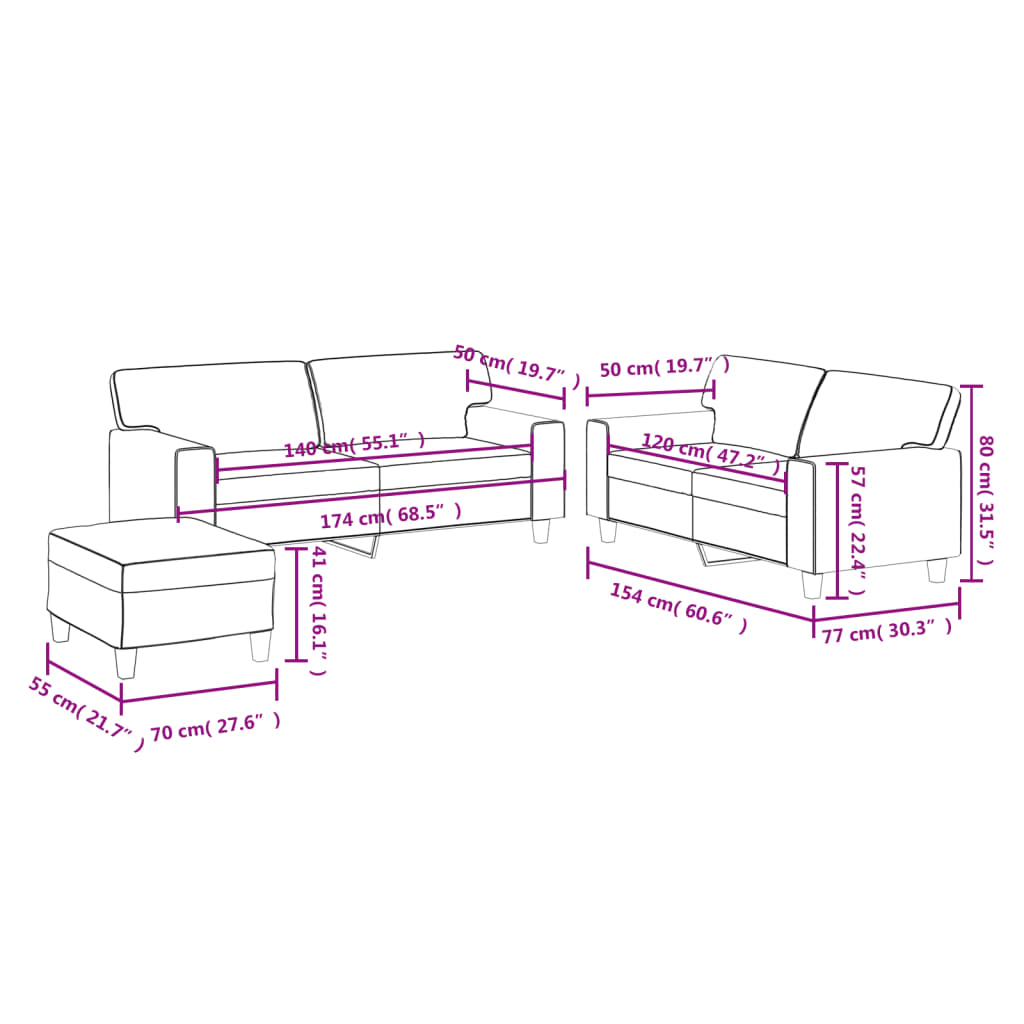 3-dijelna sofa garnitura vino crvena umjetna koža