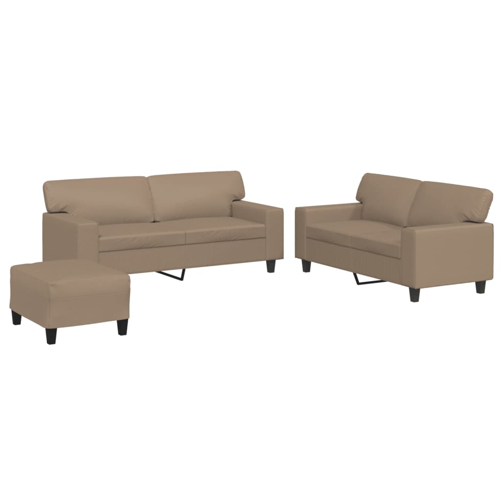3-dijelni set sofa boja cappuccina od umjetne kože