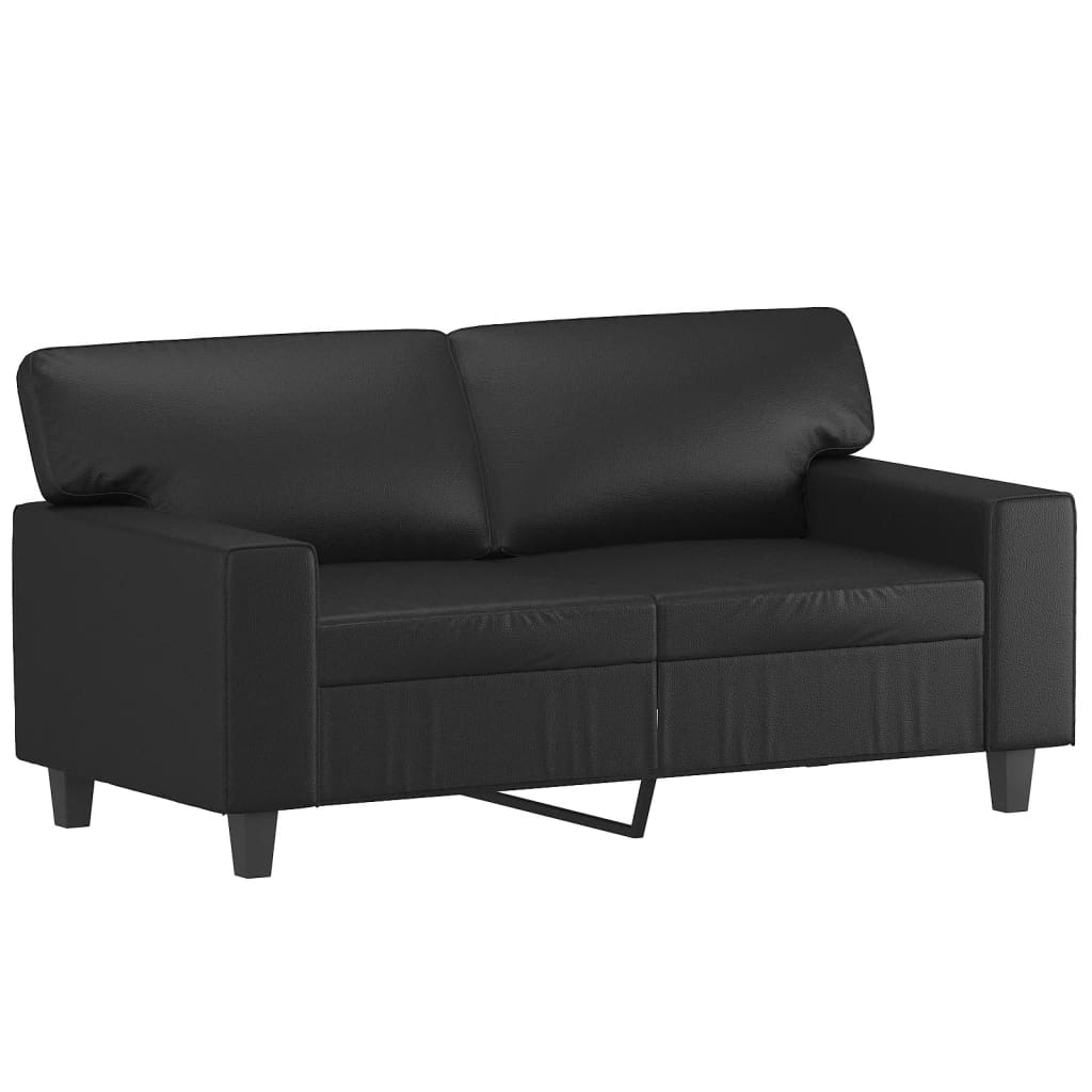 2-dijelni set sofa s jastucima crni od umjetne kože