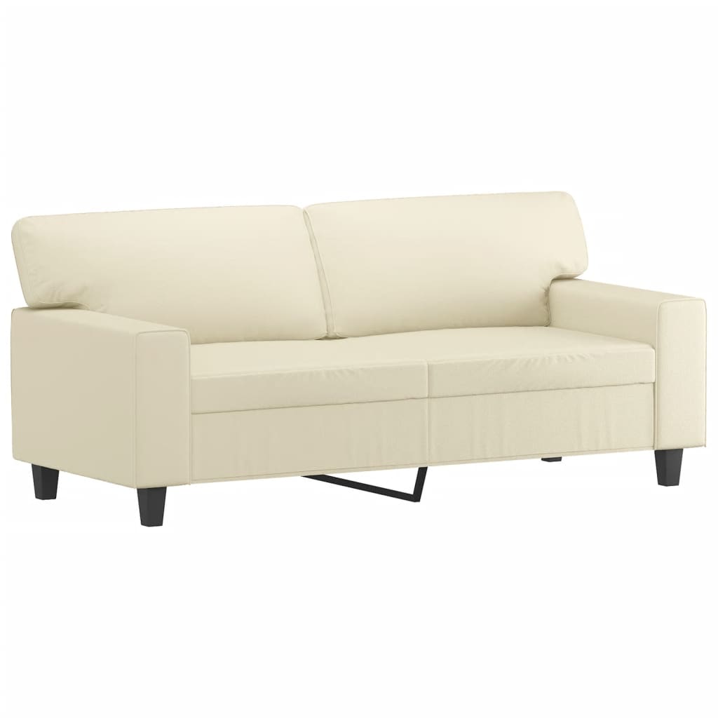 2-dijelni set sofa s jastucima krem od umjetne kože