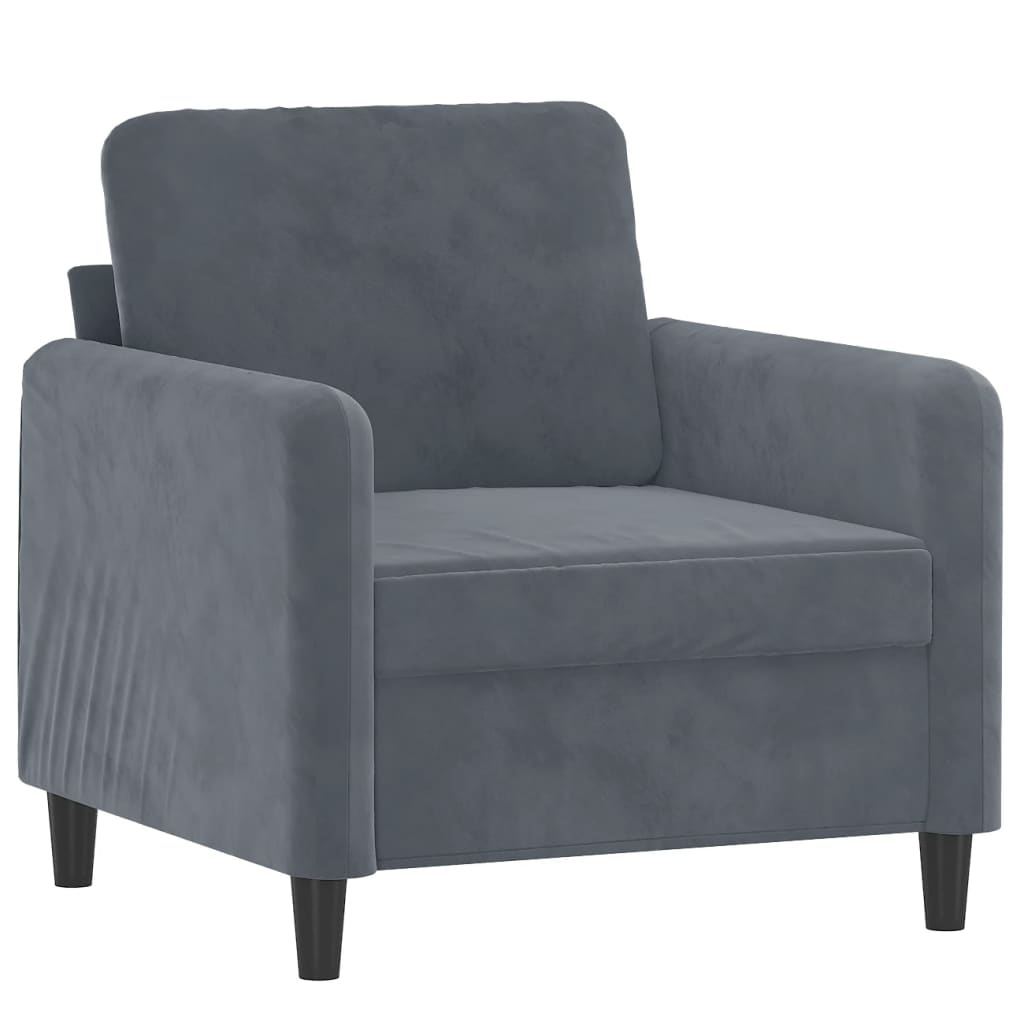 3-dijelni set sofa tamnosivi baršunasti