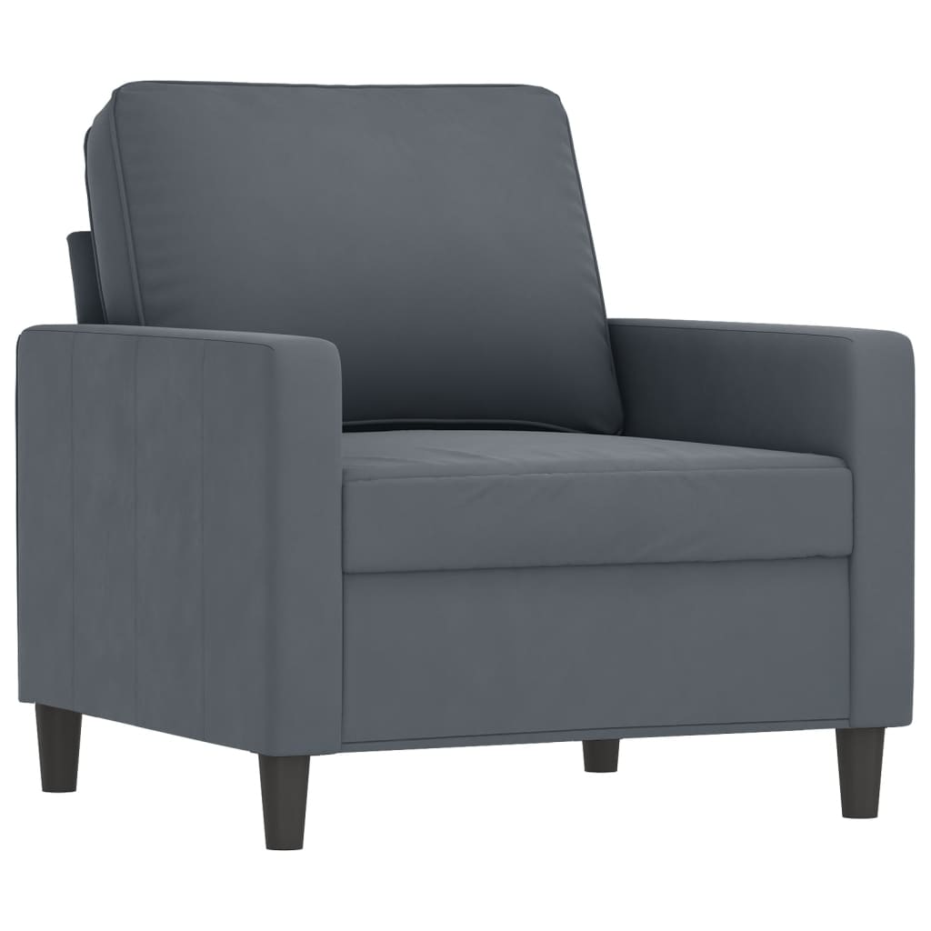 3-dijelni set sofa s jastucima tamnosivi baršunasti