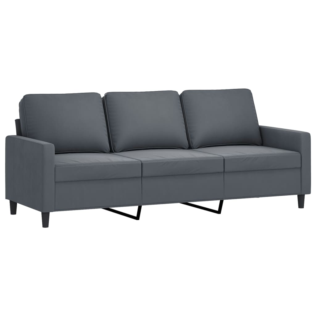 3-dijelni set sofa s jastucima tamnosivi baršunasti