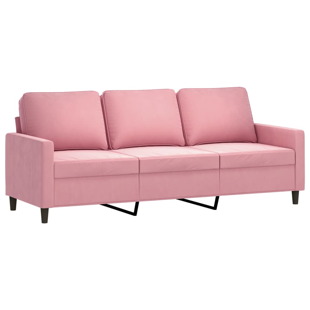 3-dijelni set sofa s jastucima ružičasti baršunasti