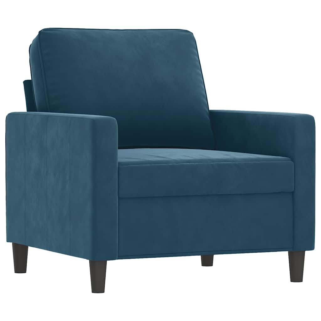 3-dijelni set sofa s jastucima plavi baršunasti