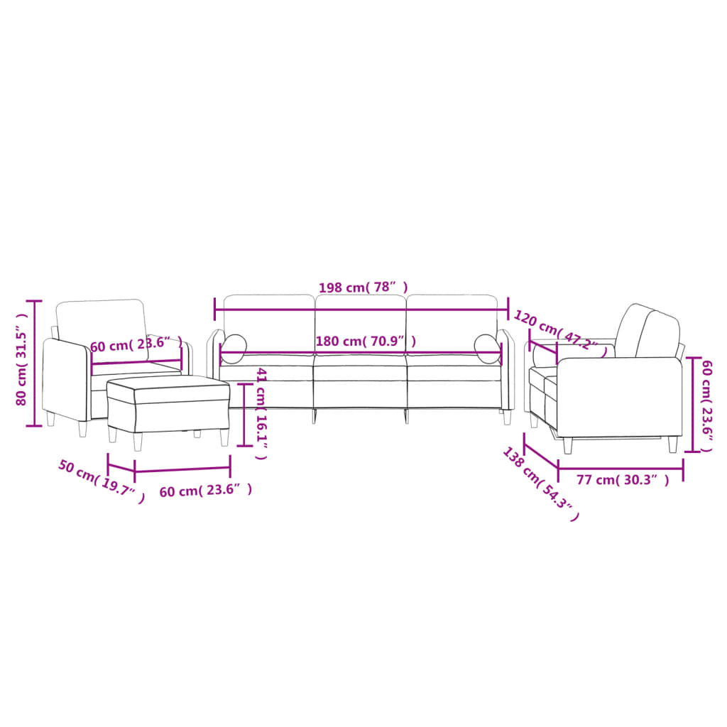 4-dijelni set sofa s jastucima crni baršunasti
