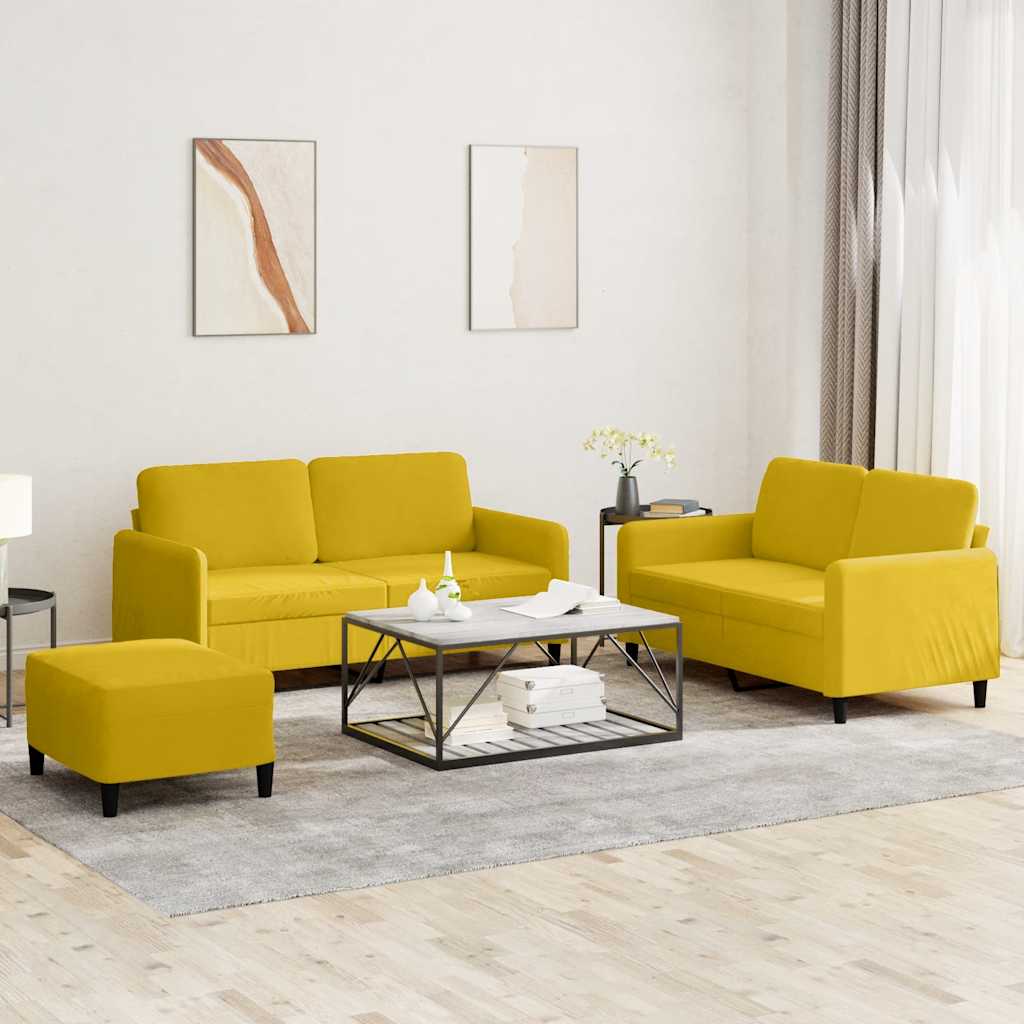 3-dijelni set sofa s žuti baršunast