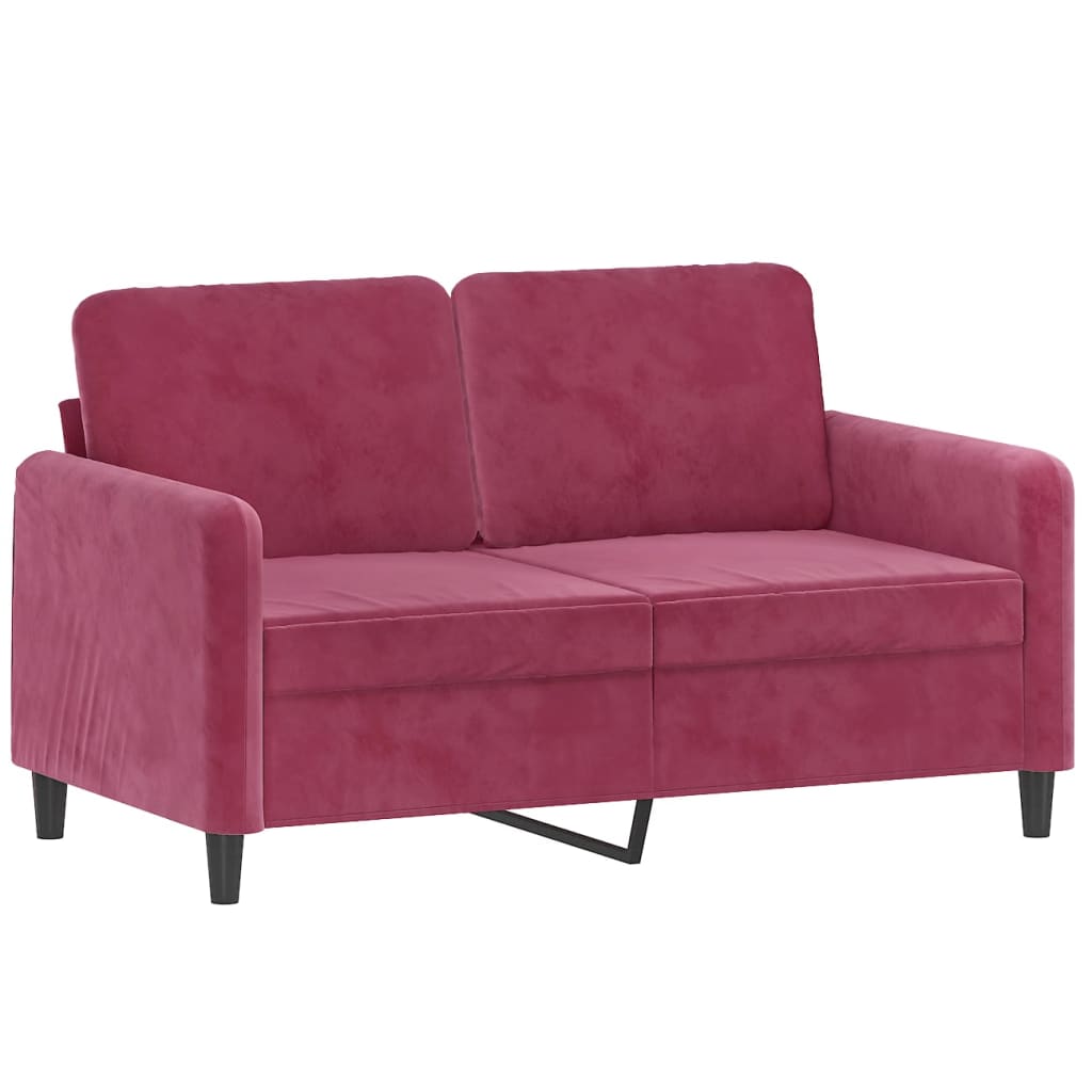 2-dijelni set sofa s jastucima crvena boja vina baršunasti