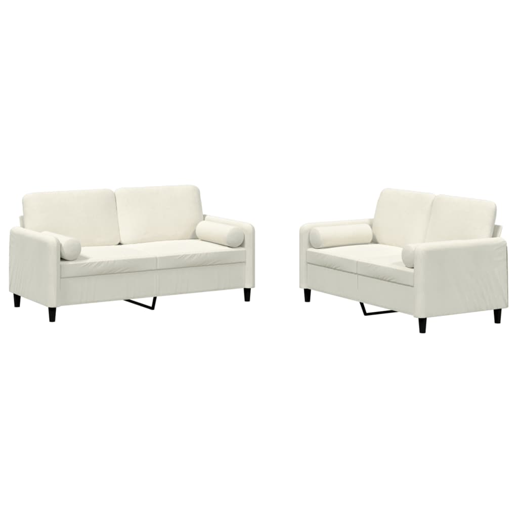 2-dijelni set sofa s jastucima krem baršunasti