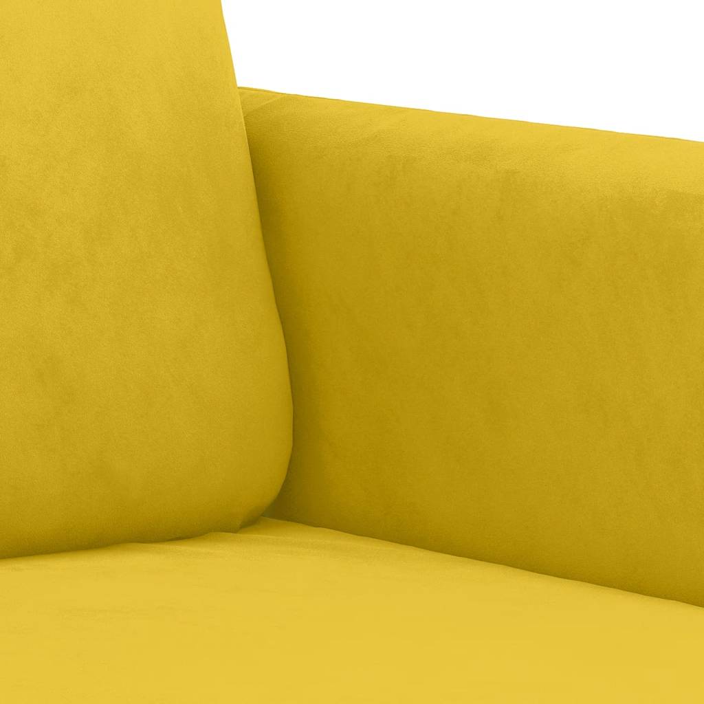 3-dijelni set sofa s jastucima žuti baršunasti