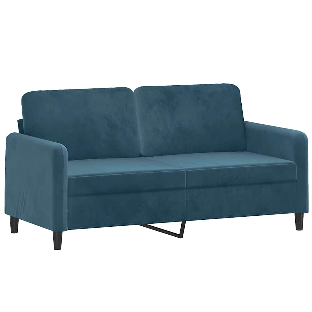 3-dijelni set sofa s jastucima plavi baršunasti
