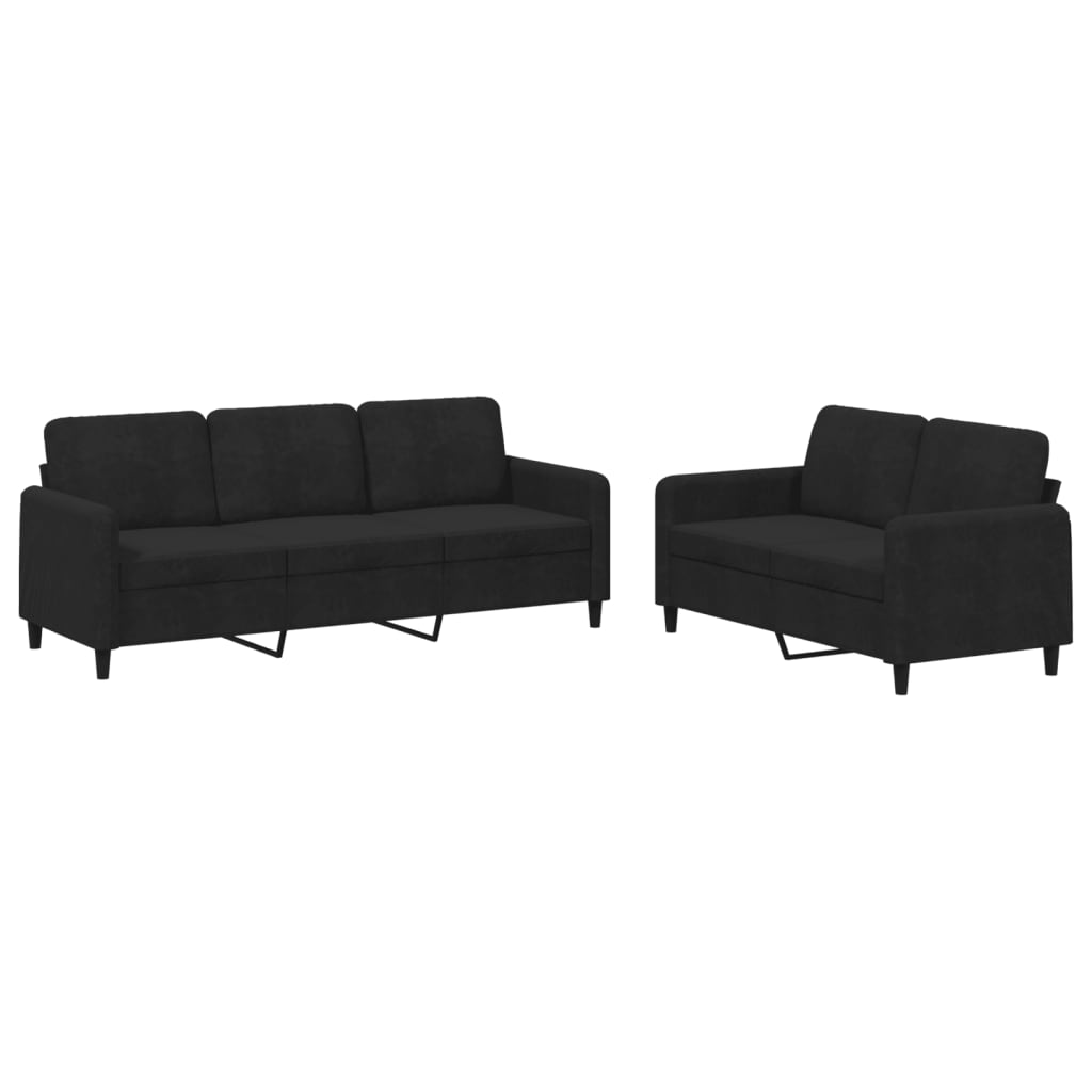 2-dijelni set sofa crni baršunasti