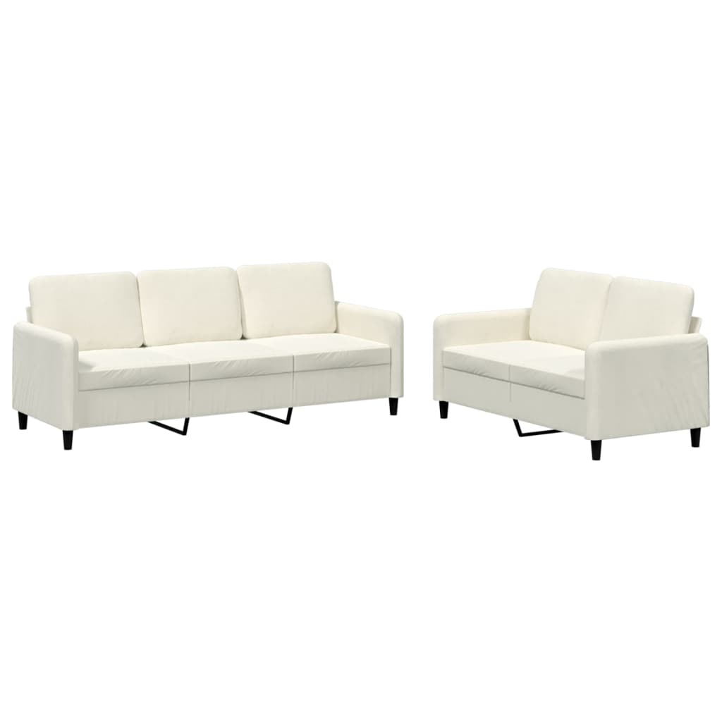 2-dijelni set sofa krem baršunasti