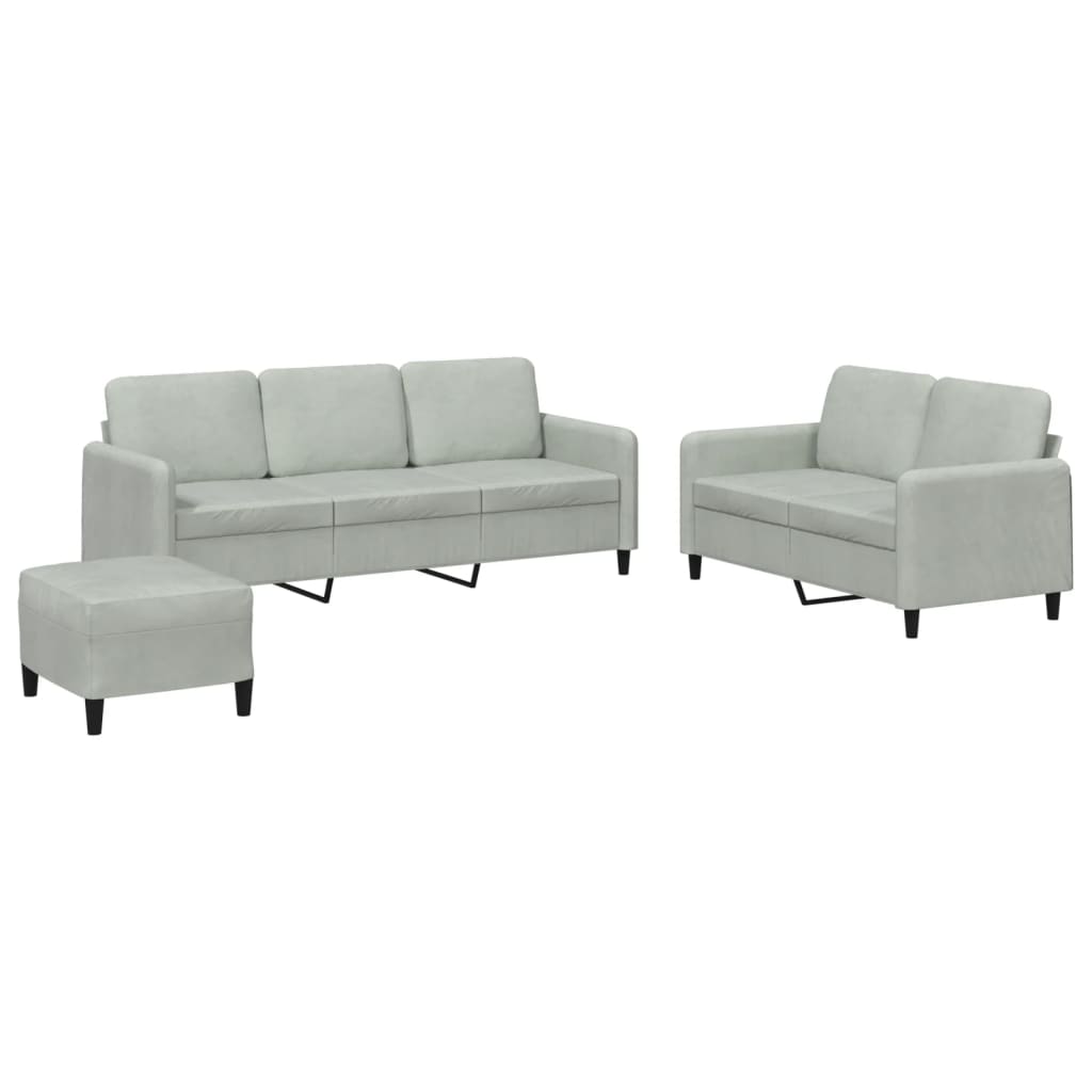 3-dijelni set sofa svjetlosivi baršunasti