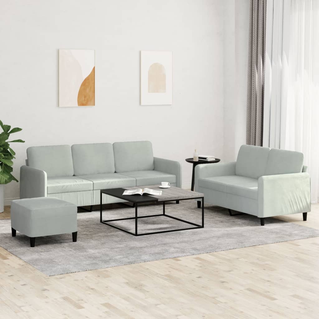 3-dijelni set sofa svjetlosivi baršunasti