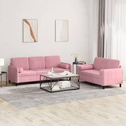 2-dijelni set sofa s jastucima ružičasti baršunasti
