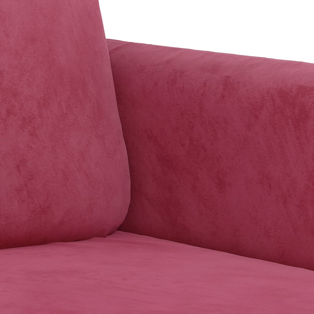 2-dijelni set sofa s jastucima crvena boja vina baršunasti