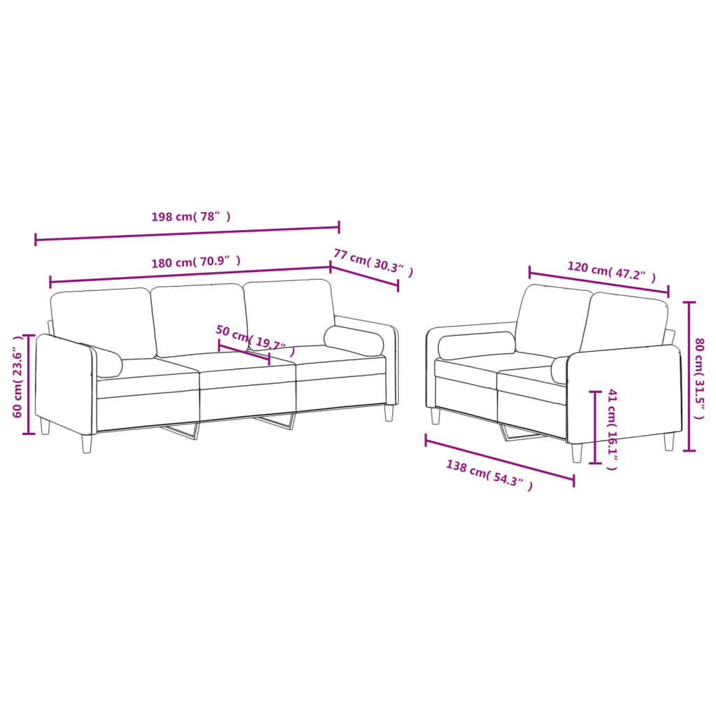 2-dijelni set sofa s jastucima crni baršunasti