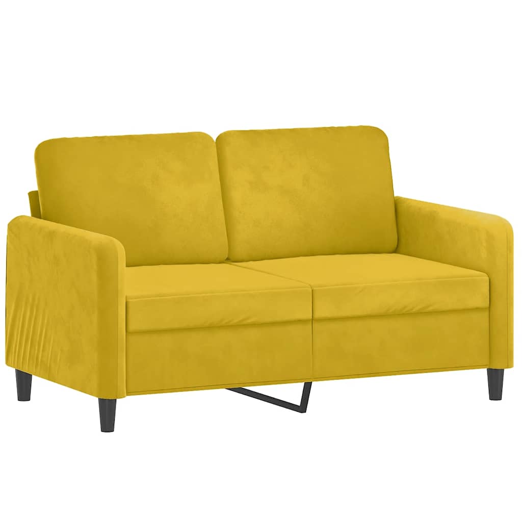 2-dijelni set sofa s jastucima žuti baršunasti