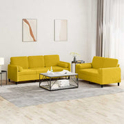2-dijelni set sofa s jastucima žuti baršunasti
