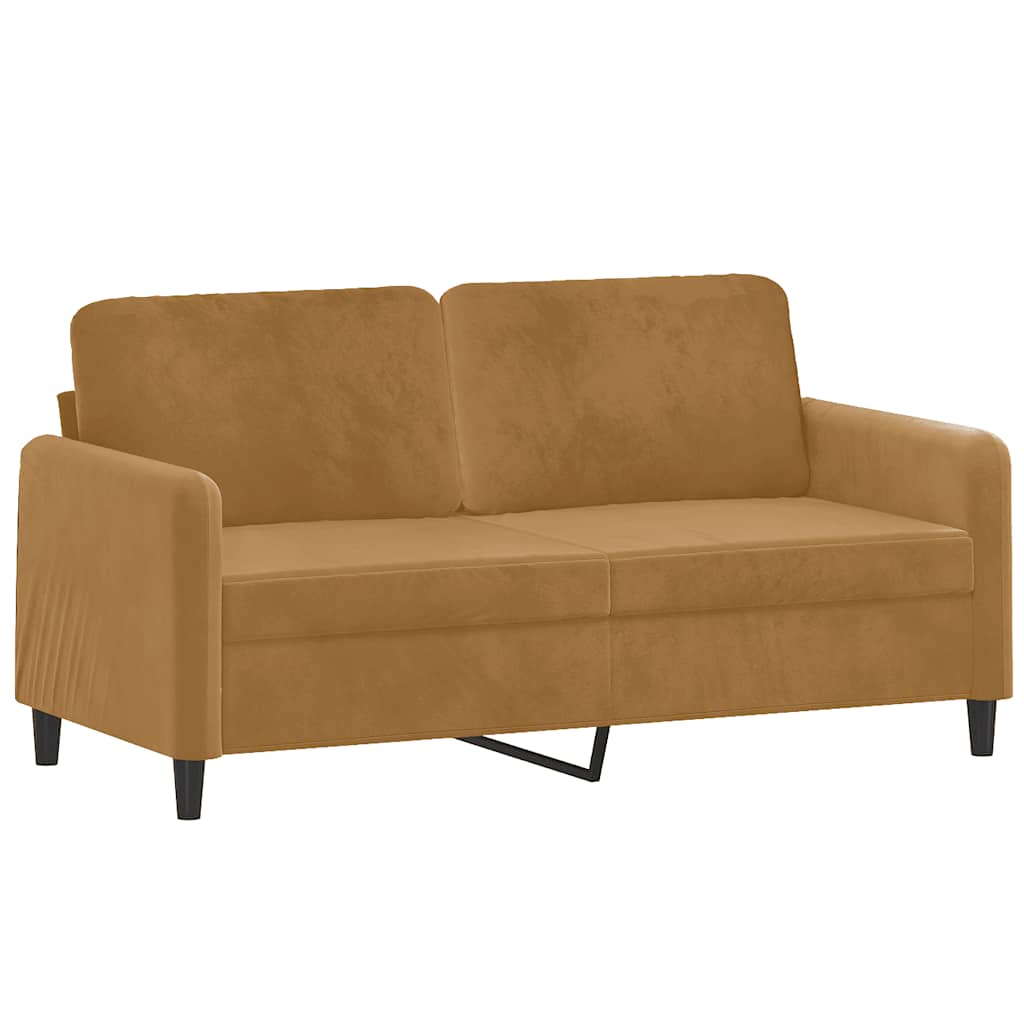 2-dijelni set sofa s jastucima smeđi baršunasti
