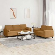 2-dijelni set sofa s jastucima smeđi baršunasti