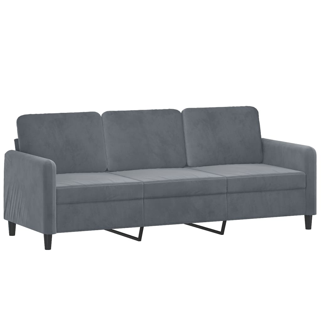 3-dijelni set sofa s jastucima tamnosivi baršunasti