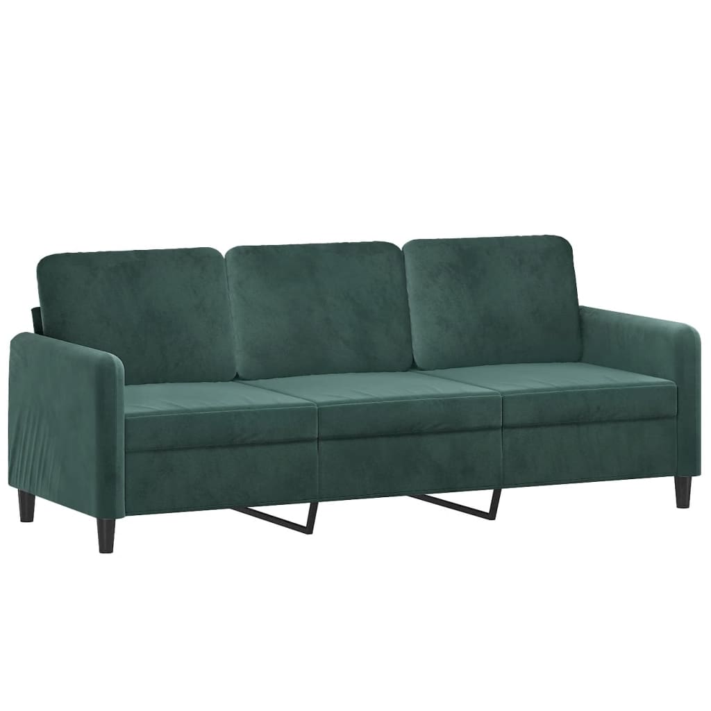 3-dijelni set sofa s jastucima tamnozeleni baršunasti