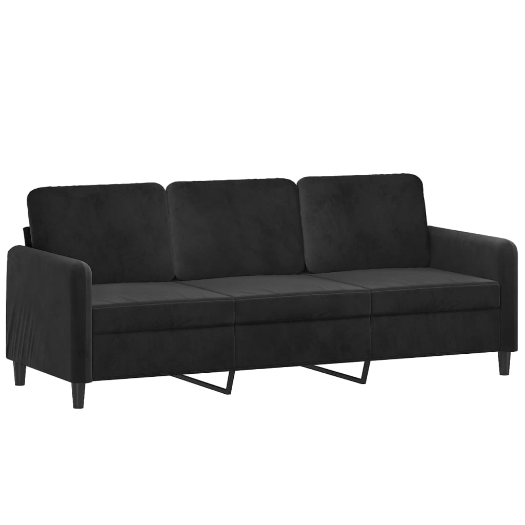 3-dijelni set sofa s jastucima crni baršunasti