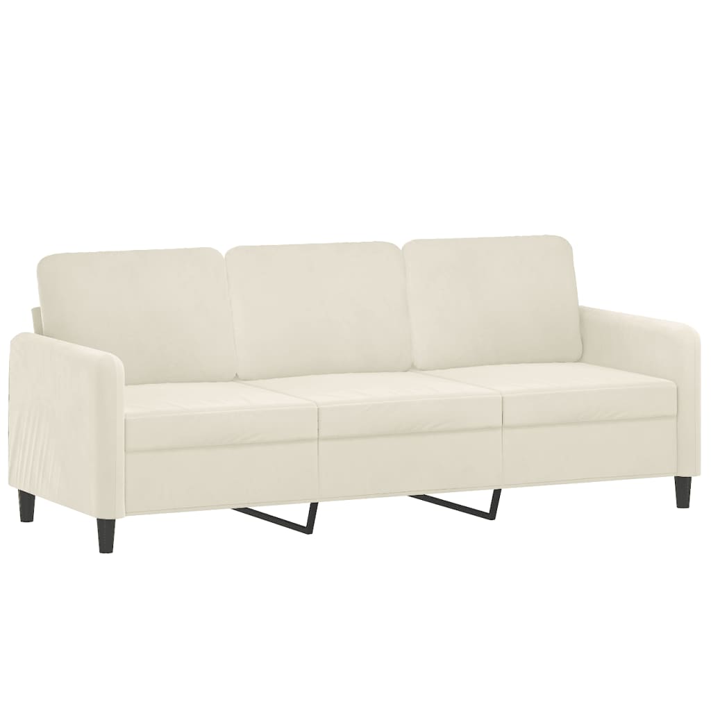 3-dijelni set sofa s jastucima krem baršunasti