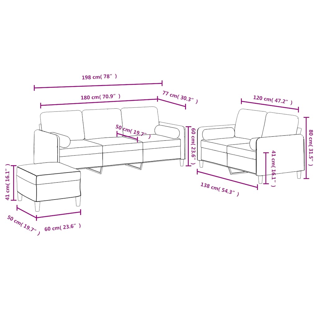 3-dijelni set sofa s jastucima plavi baršunasti