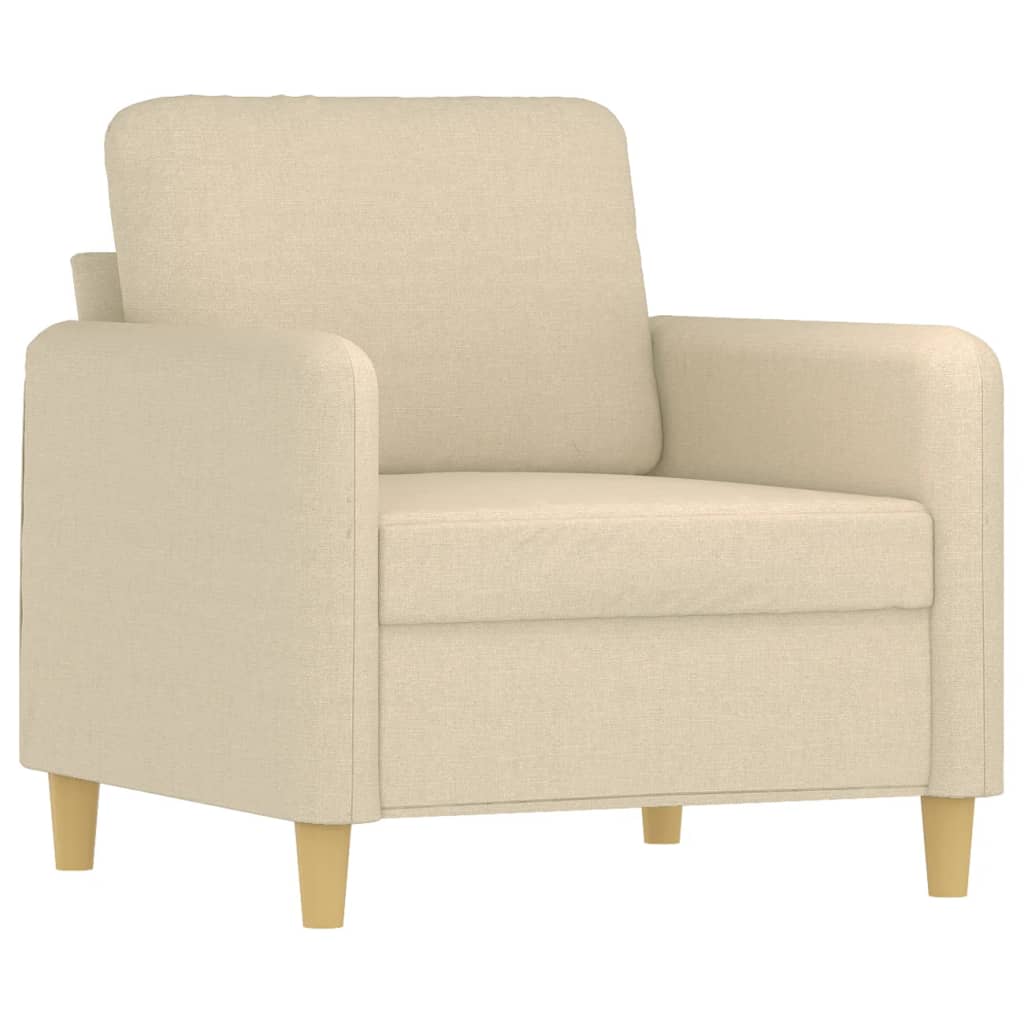3-dijelni set sofa s jastucima krem od tkanine
