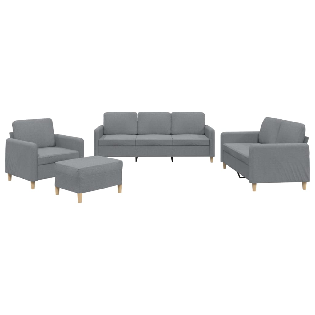 4-dijelni set sofa s jastucima svjetlosivi od tkanine
