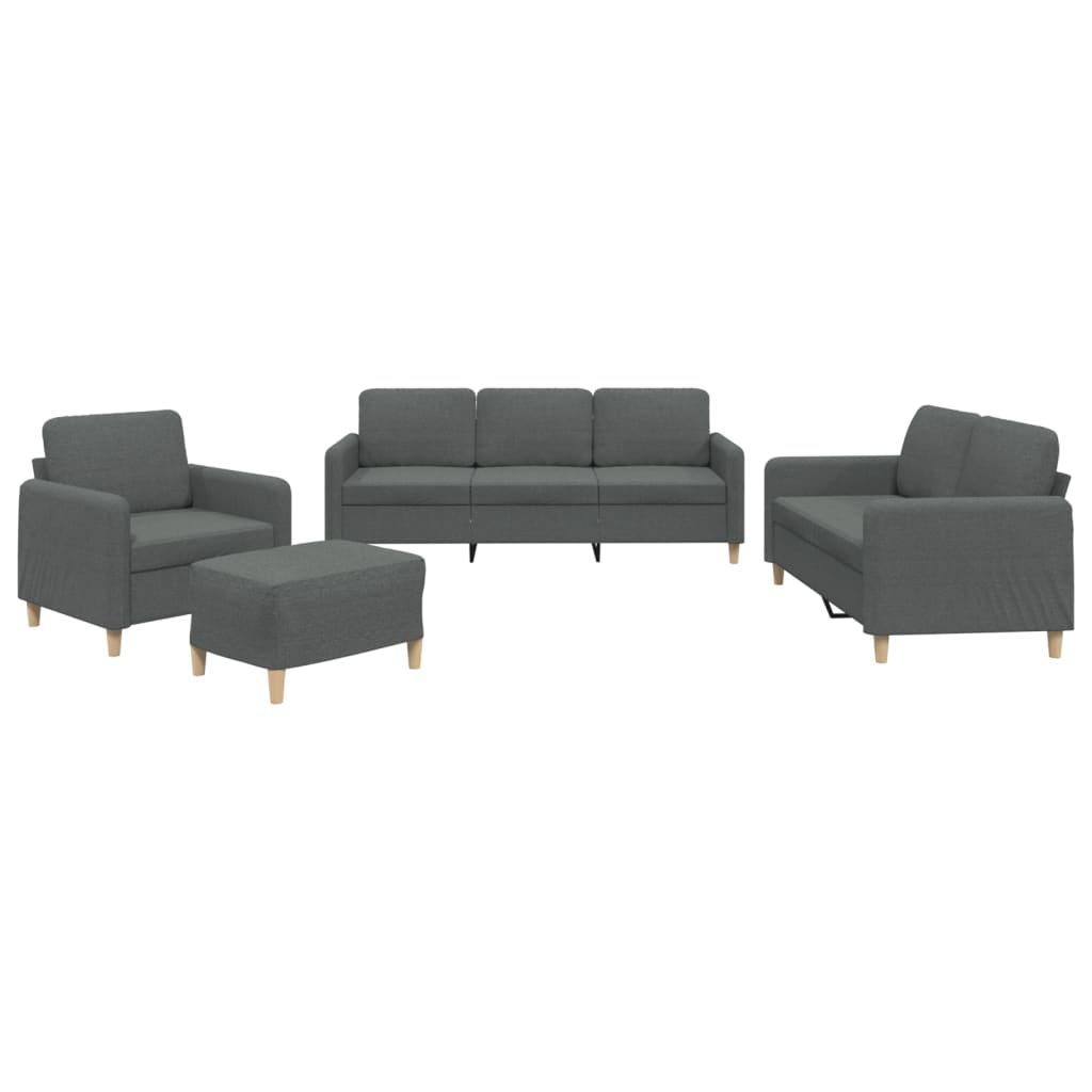 4-dijelni set sofa s jastucima tamnosivi od tkanine
