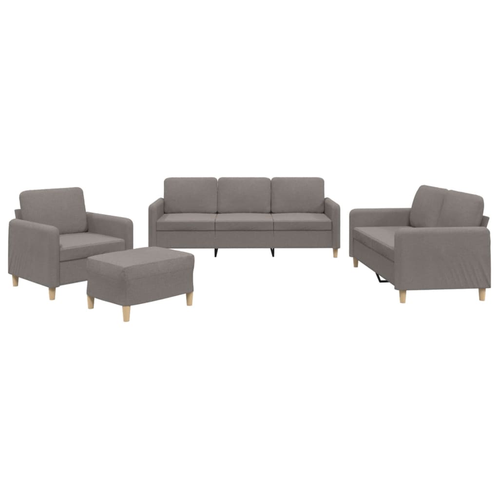 4-dijelni set sofa s jastucima smeđesivi od tkanine