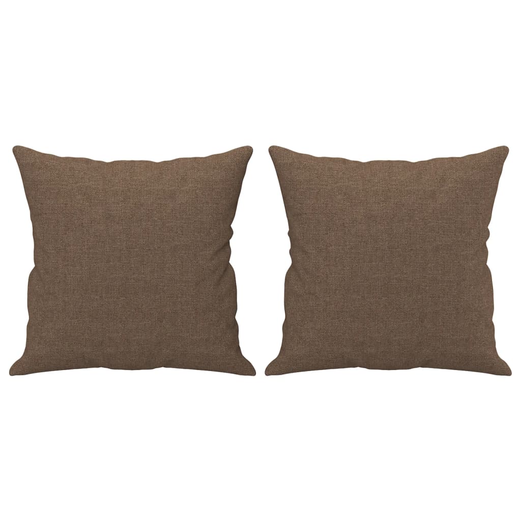 3-dijelni set sofa s jastucima smeđi od tkanine