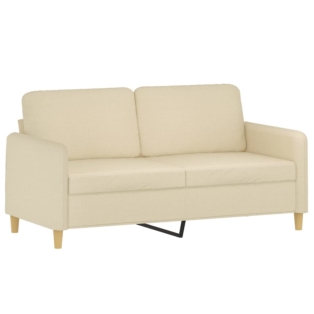 2-dijelni set sofa s jastucima krem od tkanine