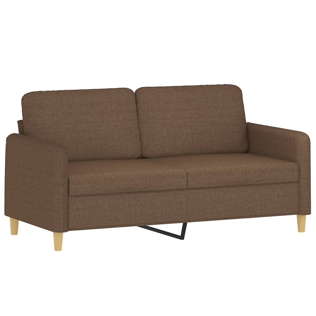 2-dijelni set sofa s jastucima smeđi od tkanine