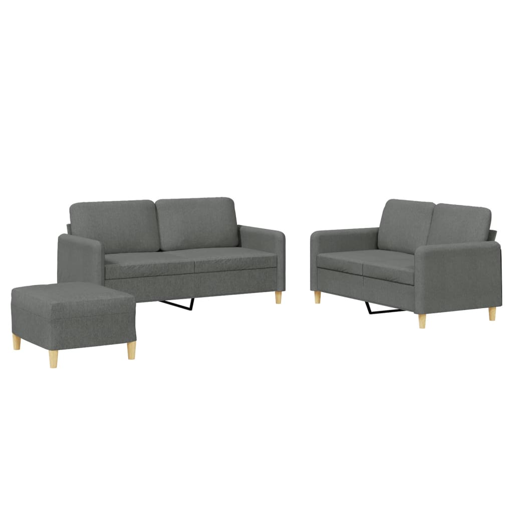 3-dijelni set sofa s jastucima tamnosivi od tkanine