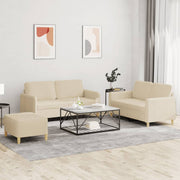 3-dijelni set sofa s jastucima krem od tkanine