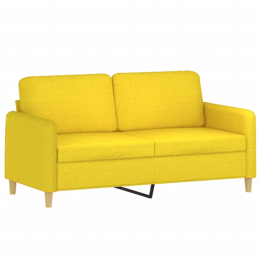 3-dijelni set sofa s jastucima svjetložuti od tkanine