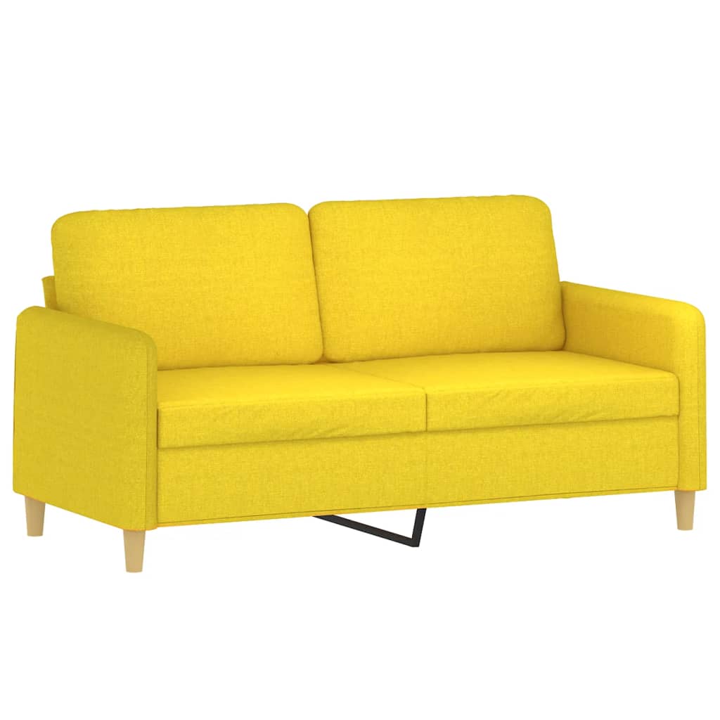 3-dijelni set sofa s jastucima svjetložuti od tkanine