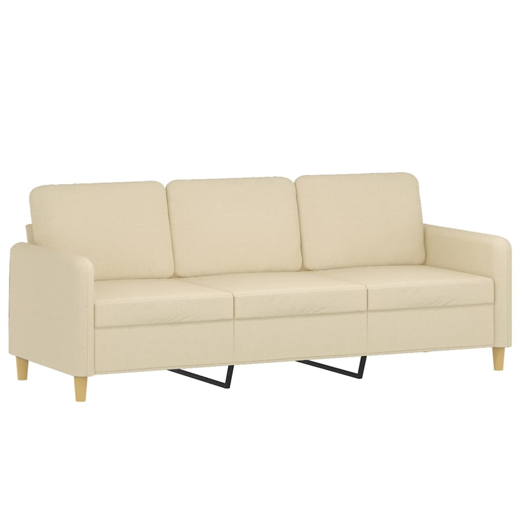 2-dijelni set sofa s jastucima krem od tkanine
