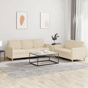 2-dijelni set sofa s jastucima krem od tkanine